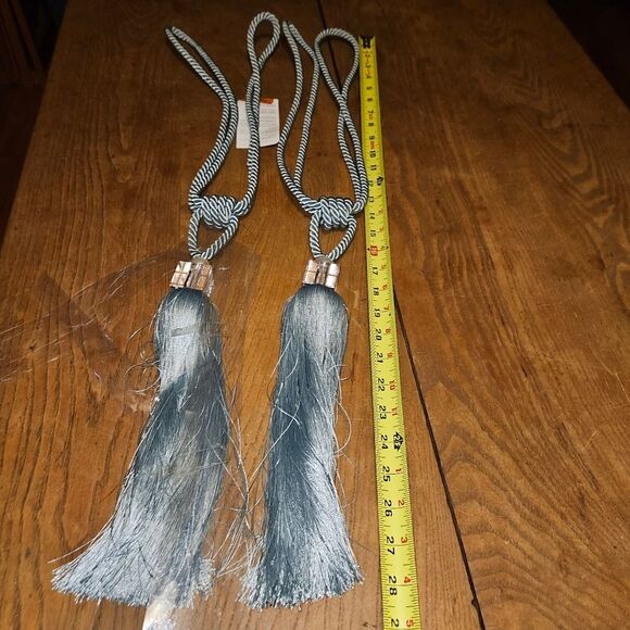 Elegant Greyish Blue Tassel Tiebacks (Pair) | Drapery Decorative Curtain Ties - Picture 1 of 3